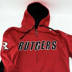 Rutgers‎ University Scarlet Knights Embroidered Full Zip Hoodie Sweatshirt Large